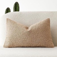 Foindtower Textured Boucle Throw Pillow Covers Accent Solid Lumbar Pillow Cases Cozy Soft Decorative Couch Cushion Case For Chai