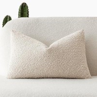 Foindtower Textured Boucle Throw Pillow Covers Accent Solid Lumbar Pillow Cases Cozy Soft Decorative Couch Cushion Case For Chai