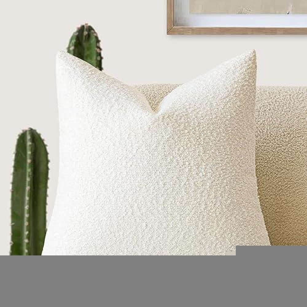 Foindtower Textured Boucle Throw Pillow Covers Accent Solid Pillow Cases Cozy Soft Decorative Couch Cushion Case For Chair Sofa