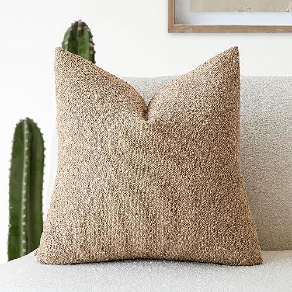 Foindtower Textured Boucle Throw Pillow Covers Accent Solid Pillow Cases Cozy Soft Decorative Couch Cushion Case For Chair Sofa