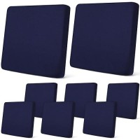 Newwiee 8Pcs Patio Stretch Sofa Cushion Cover Outdoor Cushion Cover Replacement Patio Furniture Cushions Couch Slipcovers Chair Seat Cover Soft Flexibility Protector(Navy  Waterproof Pure)