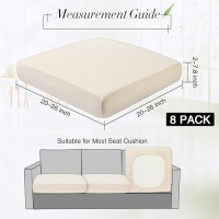 Newwiee 8Pcs Patio Stretch Sofa Cushion Cover Outdoor Cushion Cover Replacement Patio Furniture Cushions Couch Slipcovers Chair Seat Cover Soft Flexibility Protector(Beige  Waterproof Pure)