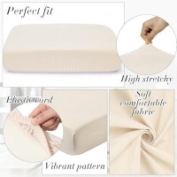 Newwiee 8Pcs Patio Stretch Sofa Cushion Cover Outdoor Cushion Cover Replacement Patio Furniture Cushions Couch Slipcovers Chair Seat Cover Soft Flexibility Protector(Beige  Waterproof Pure)