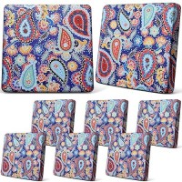 Newwiee 8Pcs Patio Stretch Sofa Cushion Cover Outdoor Cushion Cover Replacement Patio Furniture Cushions Couch Slipcovers Chair Seat Cover Soft Flexibility Protector(Vivid Color  Waterproof Paisley)