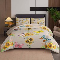 Tailor Shop Sunflower Comforter Sets King Size Sunflower Bedding Sets For Teens Kids Butterflies Comforter Sets Butterfly Beddin