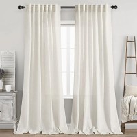 2 Panels Set Cream Linen Curtains 100 Inches Long For Living Room Extra Long Back Tab Curtains Neutral Farmhouse Light Filtering