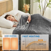 Jkmax Electric Heated Heating Blanket Heated Bed Blanket Queen Size 84X90 With 10 Heating Levels 8 Hours Auto Off Fast Hea