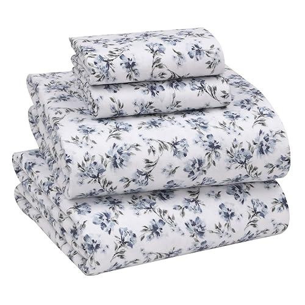 Ruvanti Flannel Sheets Full Size 100 Cotton Double Brushed Bed Sheets Set Deep Pockets 16 Inches All Seasons Breathable E