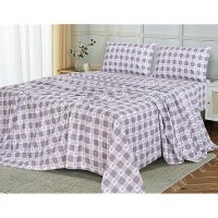 Ruvanti Flannel Sheets Full Size 100 Cotton Double Brushed Bed Sheets Set Deep Pockets 16 Inches All Seasons Breathable E