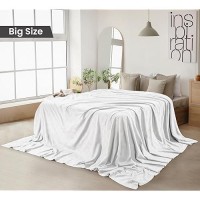 Utopia Bedding 100% Cotton Blanket (Oversized/Big Size - 120X120 Inches) 350Gsm Lightweight Thermal Blanket  Soft Breathable Blanket For All Seasons (White)