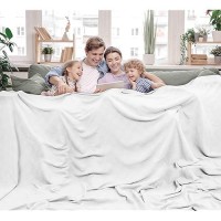 Utopia Bedding 100% Cotton Blanket (Oversized/Big Size - 120X120 Inches) 350Gsm Lightweight Thermal Blanket  Soft Breathable Blanket For All Seasons (White)