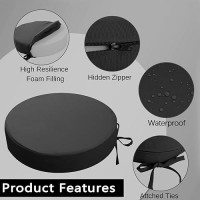 Idee-Home Outdoor Bistro Chair Cushions  Thick Round Seat Cushions Set Of 2 With Ties  15 X15 X 3  Waterproof Round Patio Chair Cushions For Outdoor Furniture  Round Chair Pads For Garden Black