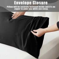 Telus Black Pillow Cases Queen Size 2 Pack Bamboo Rayon Cooling Pillowcases With Envelope Closure Cool Breathable Pillow Case