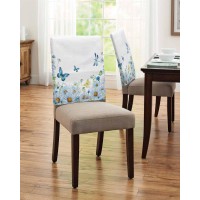 Tweetybed Chair Back Cover Floral Plant Flower Dining Chair Slipcovers Spring Butterfly Dragonfly Stretch Removable Chair Protector For Kitchen Decoration Set Of 6