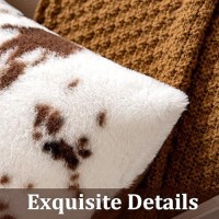 Woaboy Pack Of 2 Luxury Faux Fur Throw Pillow Covers Cowhide Decorative Soft Fluffy Plush Couch Throws Brindle Cushion Covers Fo