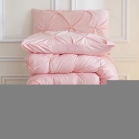 Andency California King Comforter Set Pink 104X96Inch Pinch Pleat Cal King Comforter Set 3 Pieces Oversized King Pintuck Bed