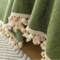 Handontime Green Sofa Cover Vintage Couch Cover For Dogs 71 X134 Couch Cushion Covers With Tassel Herringbone Sofa Cover Boh