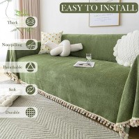 Handontime Green Sofa Cover Vintage Couch Cover For Dogs 71 X134 Couch Cushion Covers With Tassel Herringbone Sofa Cover Boh