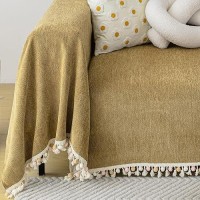 Handontime Boho Mustard Yellow Sofa Cover For Dogs Couch Throw Cover Brown Dog Couch Covers With Tassel Pet Couch Protector Chen