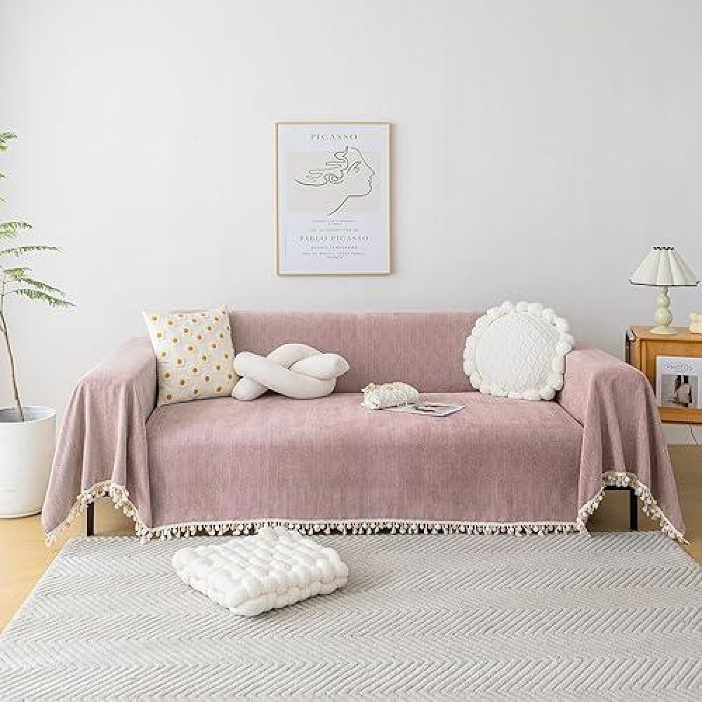 Handontime Soild Couch Covers For Dogs Pinkpurple Sofa Covers Boho Cover For Sofa 3 Seats Chenille Sofa Throw Cover Mauve Sofa