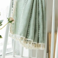 Deeprove Green Boho Curtains 63 Inches Length For Bedroom Kitchen  Cotton Linen Stripes Embroidery Weighted  Bohemian Farmhouse Window Treatment Drape Tassels 1 Panel W52 X L63 Sage