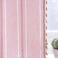 Deeprove Pink Boho Curtains 84 Inches Long For Bedroom Nursery  Privacy Bohemian Chic Textured Embroidery  Vintage Handmade Tassels Country Decor Drapery  Rod Pocket  1 Panel W52 X L84  Blush