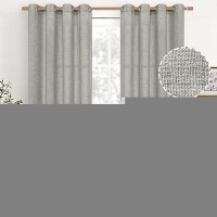 Youngstex Dark Grey Linen Curtains 84 Inch Length With Bronze Grommet Light Filtering Window Drapes For Living Room Bedroom Room