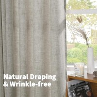 Youngstex Linen Curtains For Living Room 95 Inch Long Faux Linen Curtains Privacy Light Filtering Burlap Window Drapes For Bedro