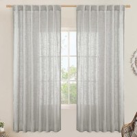 Lamit Natural Linen Curtains For Bedroom 72 Inch Faux Linen Textured Light Filtering Drapes Back Tab And Rod Pocket Window Pane