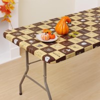 Misaya Rectangle Vinyl Tablecloth, Fitted Table Cover, 100% Waterproof, Elastic Edge, Flannel Backing, Plastic Table Cloth Fit 4 Foot Folding Tables For Picnic, Camping, Outdoor (Coffee, 30X48 Inch)