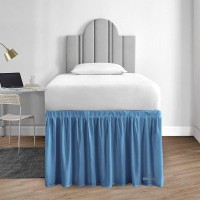 Sgi Bedding Dorm Bed Skirt Full Xl 36 Inch Drop Length Mediterranean Blue Ruffled Pattern College Dorm Room Bed Skirts Spli