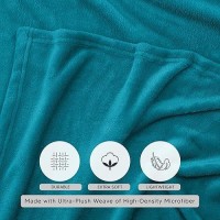 Utopia Bedding Turquoise Fleece Blanket Queen Size Lightweight Fuzzy Soft Antistatic Microfiber Bed Blanket 90X90 Inch