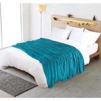 Utopia Bedding Turquoise Fleece Blanket Queen Size Lightweight Fuzzy Soft Antistatic Microfiber Bed Blanket 90X90 Inch