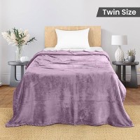 Utopia Bedding Lilac Fleece Blanket Twin Size Lightweight Fuzzy Soft Antistatic Microfiber Bed Blanket 90X66 Inch