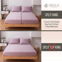 Bella Coterie Luxury Split King Bamboo Sheet Set Organically Grown Ultra Soft Cooling For Hot Sleepers 18 Deep Pocket