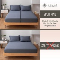 Bella Coterie Luxury Split King Bamboo Sheet Set Organically Grown Ultra Soft Cooling For Hot Sleepers 18 Deep Pocket