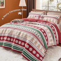 Bedsure Christmas Quilt Set King Red Quilt For King Size Bed Gingerbread Man Striped Printed Pattern Christmas Bedding Set