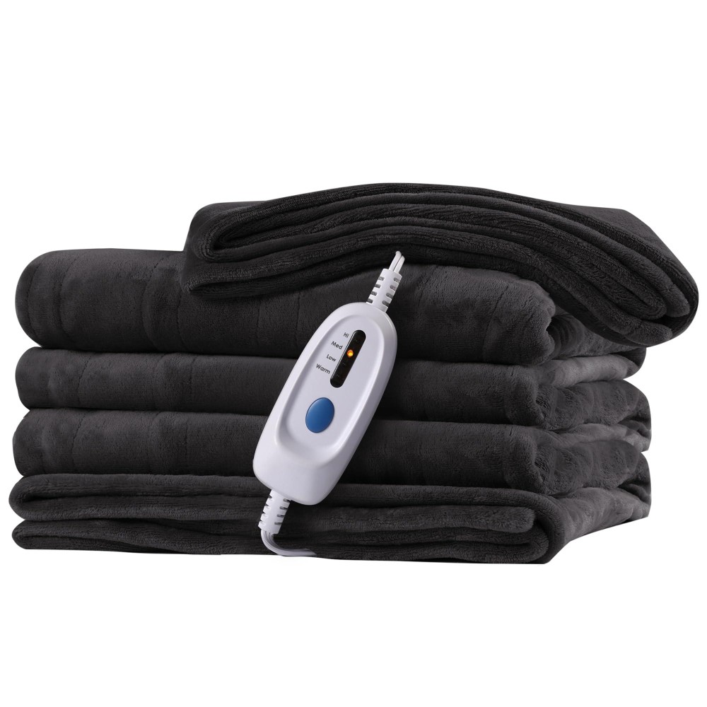 Mcjaw Electric Heated Blanket 72X 84 Full Size 4 Heating Levels And 10 Hours Auto Off Lightweight And Breathable Ebony