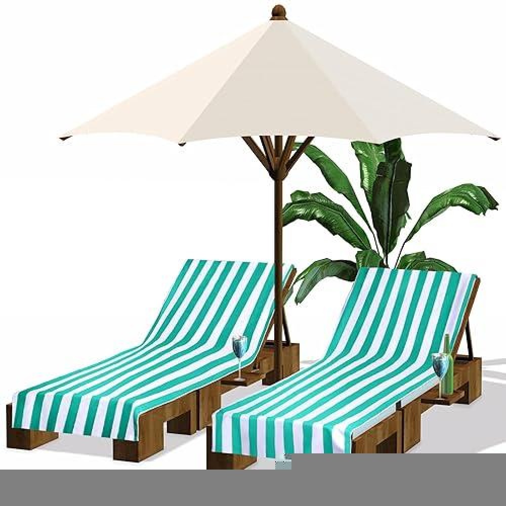 Fumete 2 Packs Pool Lounge Chair Cover 30 X 85 Inch Patio Chaise Lounge Covers Microfiber Beach Chair Towel Portable Stripe Chai