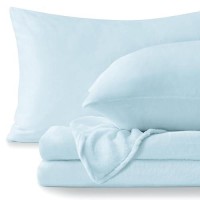 Bedelite Flannel Sheets King Size Blue Super Soft Fleece Sheets Set Fluffy Extra Plush 4 Pieceinclude Fitted Sheet Flat She