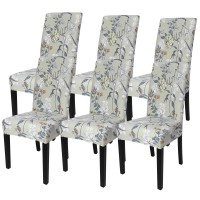 Searchi Printed Dining Room Chair Covers Set Of 6 Stretch Kitchen Chair Covers Washable Parsons Chair Slipcover Removable Dinin