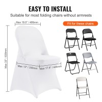 Vevor White Stretch Spandex Chair Covers - 12 Pcs, Folding Kitchen Chairs Cover, Universal Washable Slipcovers Protector, Removable Chair Seat Covers, For Wedding Party Dining Room Banquet Event