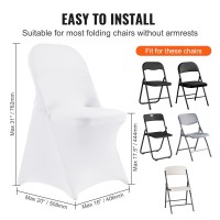 Vevor White Stretch Spandex Chair Covers - 30 Pcs, Folding Kitchen Chairs Cover, Universal Washable Slipcovers Protector, Removable Chair Seat Covers, For Wedding Party Dining Room Banquet Event