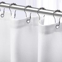 Neaterize Shower Curtain White Hotel Style Shower Curtains For Bathroom With Waffle Design 72X78 Inches White Fabric Shower