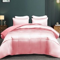 Whale Flotilla 3Piece Reversible Queen Size Silky Comforter Setbedding Set Luxury Soft Satin Comforter With 2 Satin Pillowcas