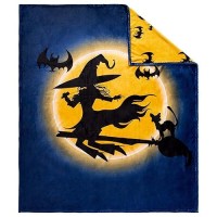 Vessia Flannel Fleece Throw Blanket  Blue And Yellow Witch Flannel Blanket For Couch Bed Sofa  300Gsm Soft Cozy Cute Funny Cartoon Blanket Home Decor For All Season