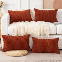 Ugasa Fall Soft Corduroy Pillow Covers Pack Of 4 Boho Stripe Decorative Oblong Lumbar Pillow Covers Pillowcases 12X20 Inch Home