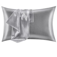 Cozylux Silk Satin Pillowcase For Hair And Skin Standard Set Of 2 Soft Pillow Cases Silky Microfiber Bed Pillow Covers Wrinkle Resistant With Envelope Closure(Light Grey  20 X 26 Inches)