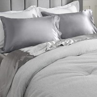 Cozylux Silk Satin Pillowcase For Hair And Skin Standard Set Of 2 Soft Pillow Cases Silky Microfiber Bed Pillow Covers Wrinkle Resistant With Envelope Closure(Light Grey  20 X 26 Inches)