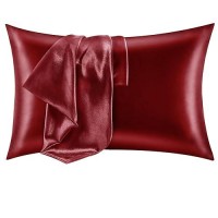 Cozylux Silk Satin Pillowcase For Hair And Skin Queen Set Of 2 Soft Pillow Cases Silky Microfiber Bed Pillow Covers Wrinkle Resistant With Envelope Closure(Red  20 X 30 Inches)